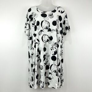 Bryn Walker Top Women's S Dot Mara Short Sleeve Jersey Tunic Lagenlook Pockets